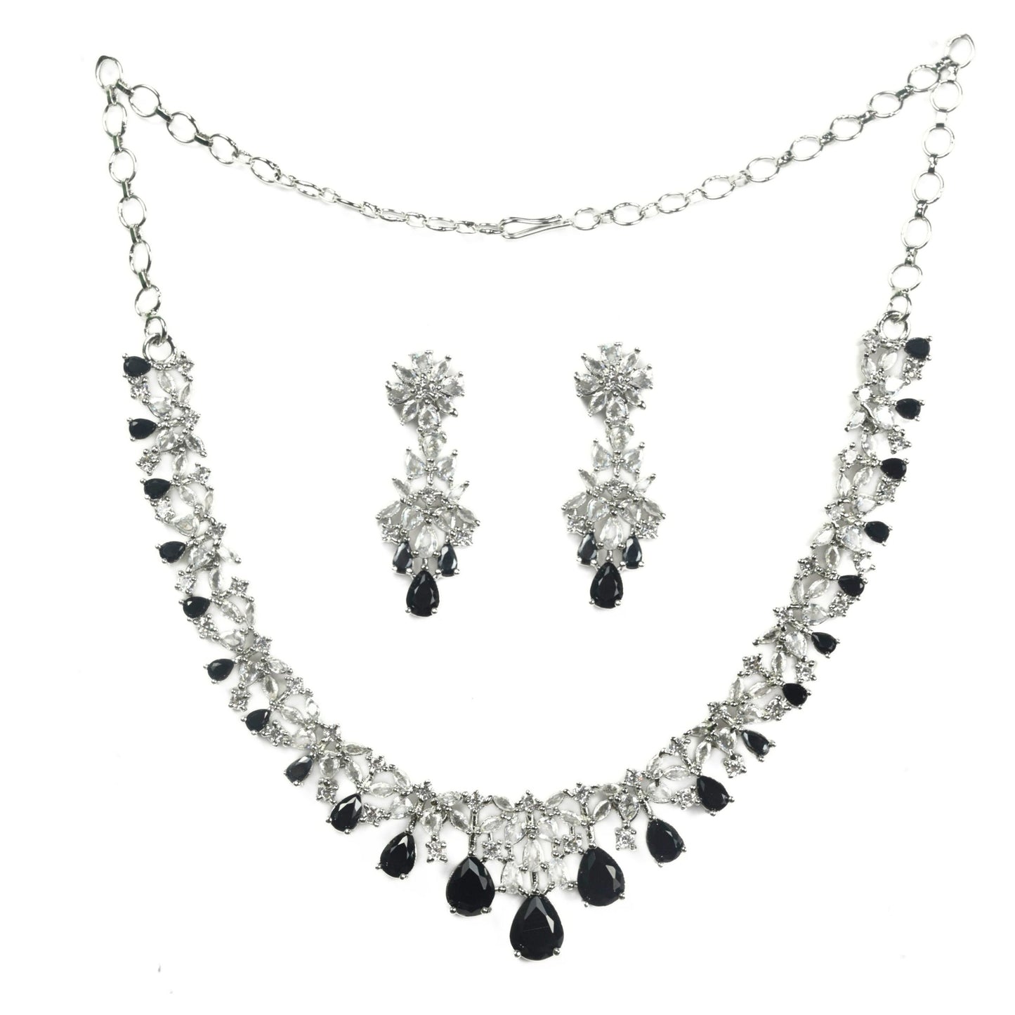 Necklace - Cz Elegance Rhodium Necklace - Opal Touch