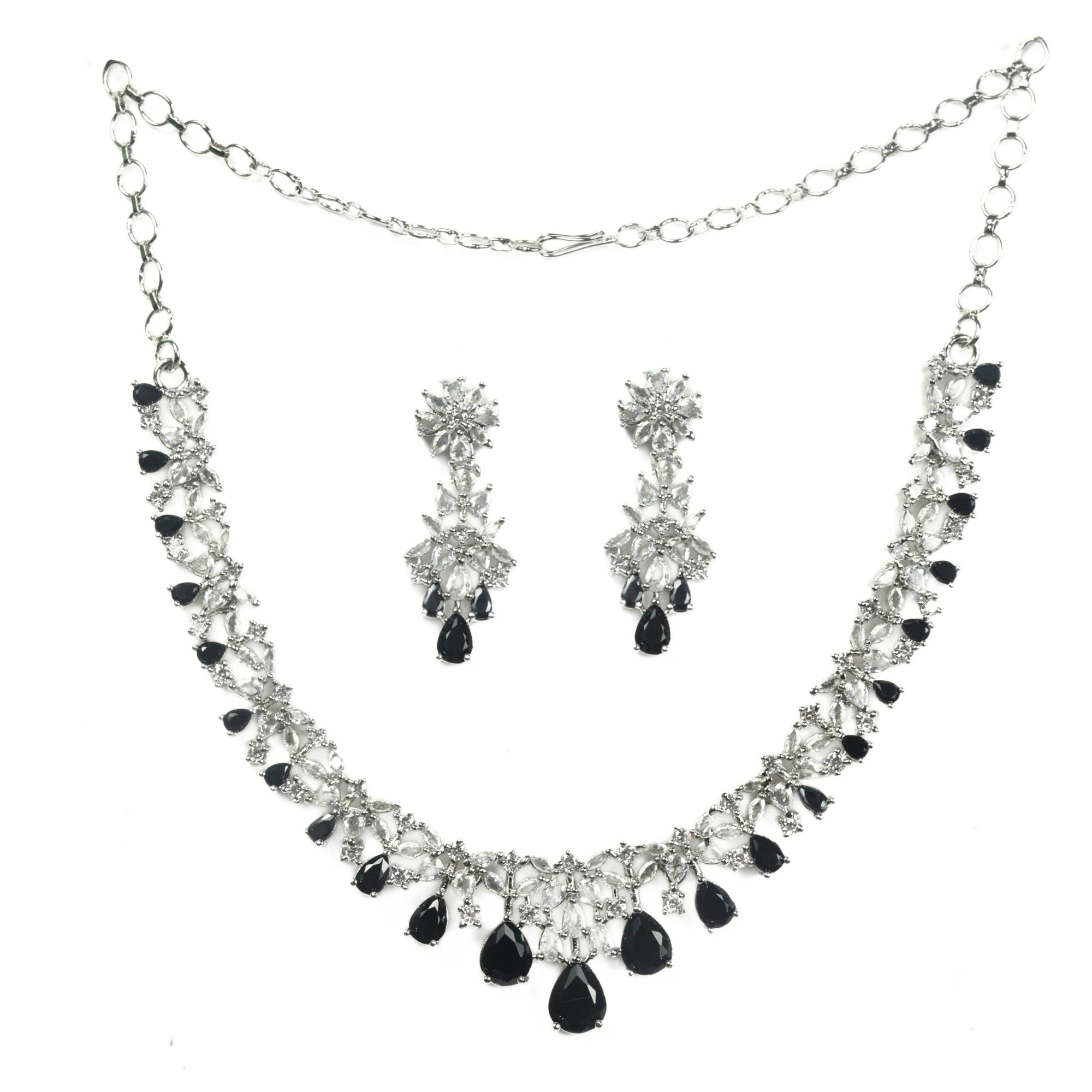 Necklace - Cz Elegance Rhodium Necklace - Opal Touch