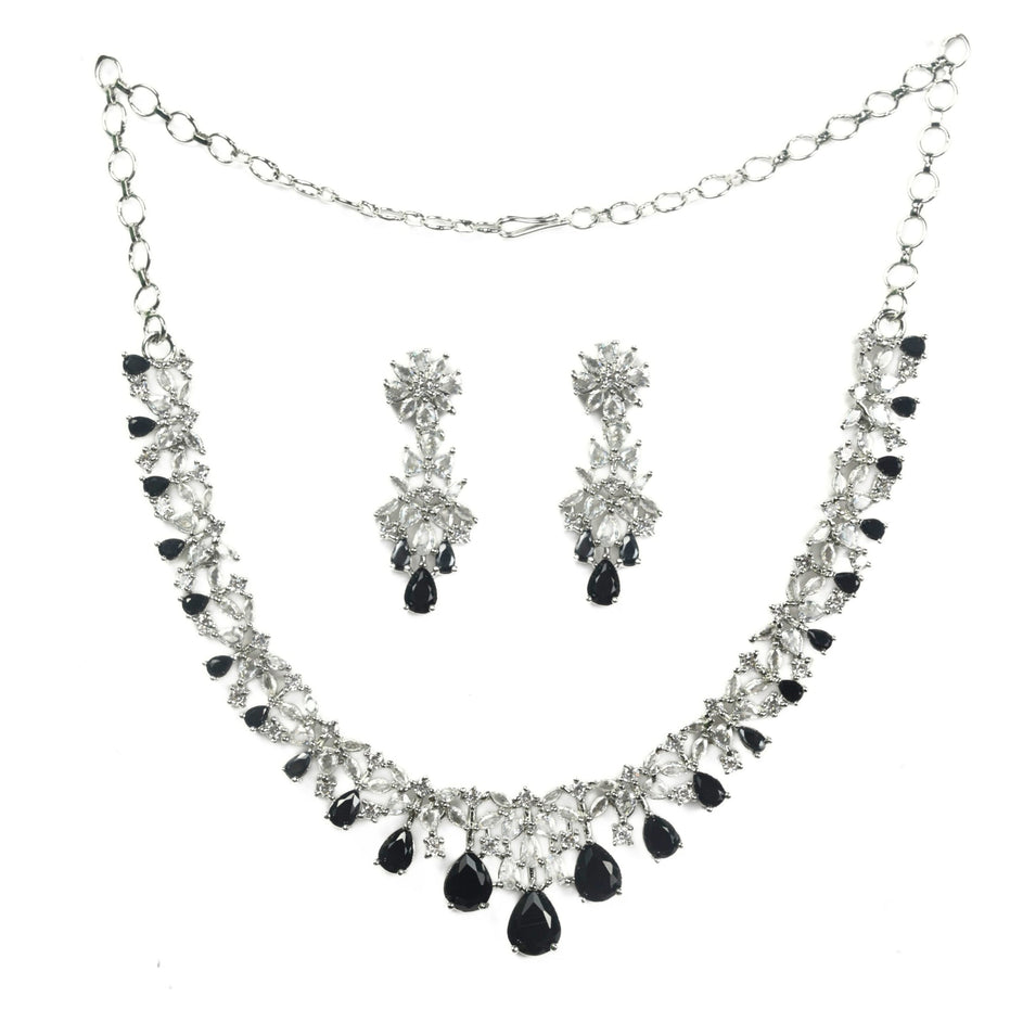 Necklace - Cz Elegance Rhodium Necklace - Opal Touch