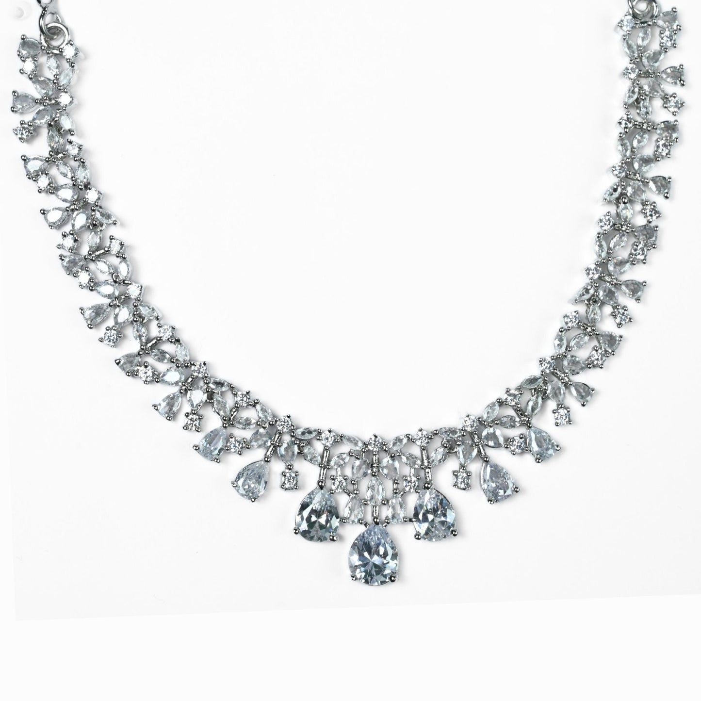 Necklace - Cz Elegance Rhodium Necklace - Opal Touch