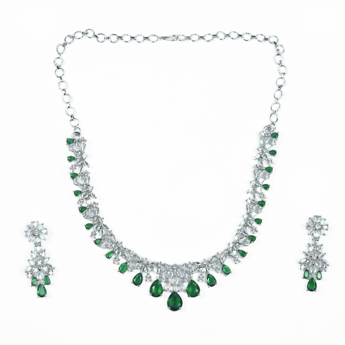 Necklace - Cz Elegance Rhodium Necklace - Opal Touch