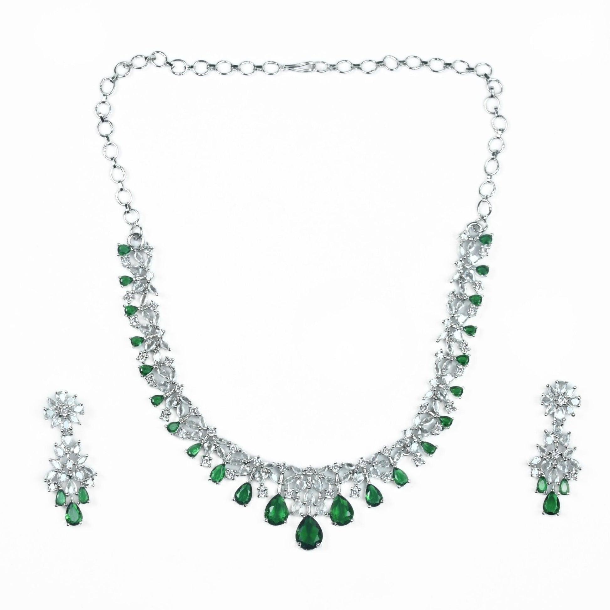 Necklace - Cz Elegance Rhodium Necklace - Opal Touch