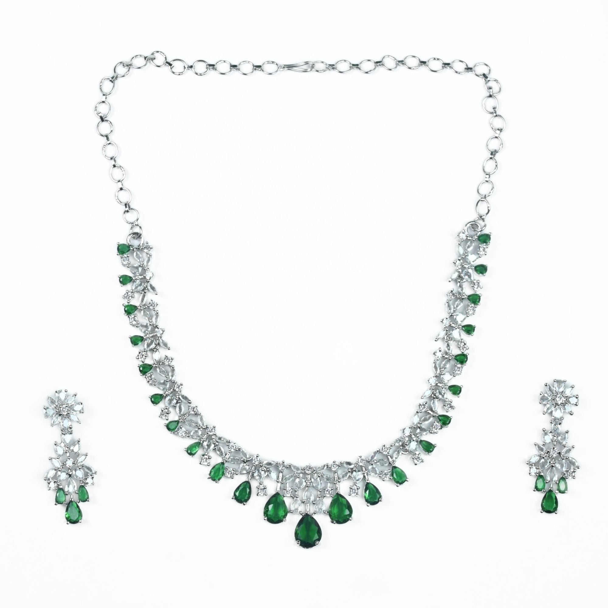 Necklace - Cz Elegance Rhodium Necklace - Opal Touch