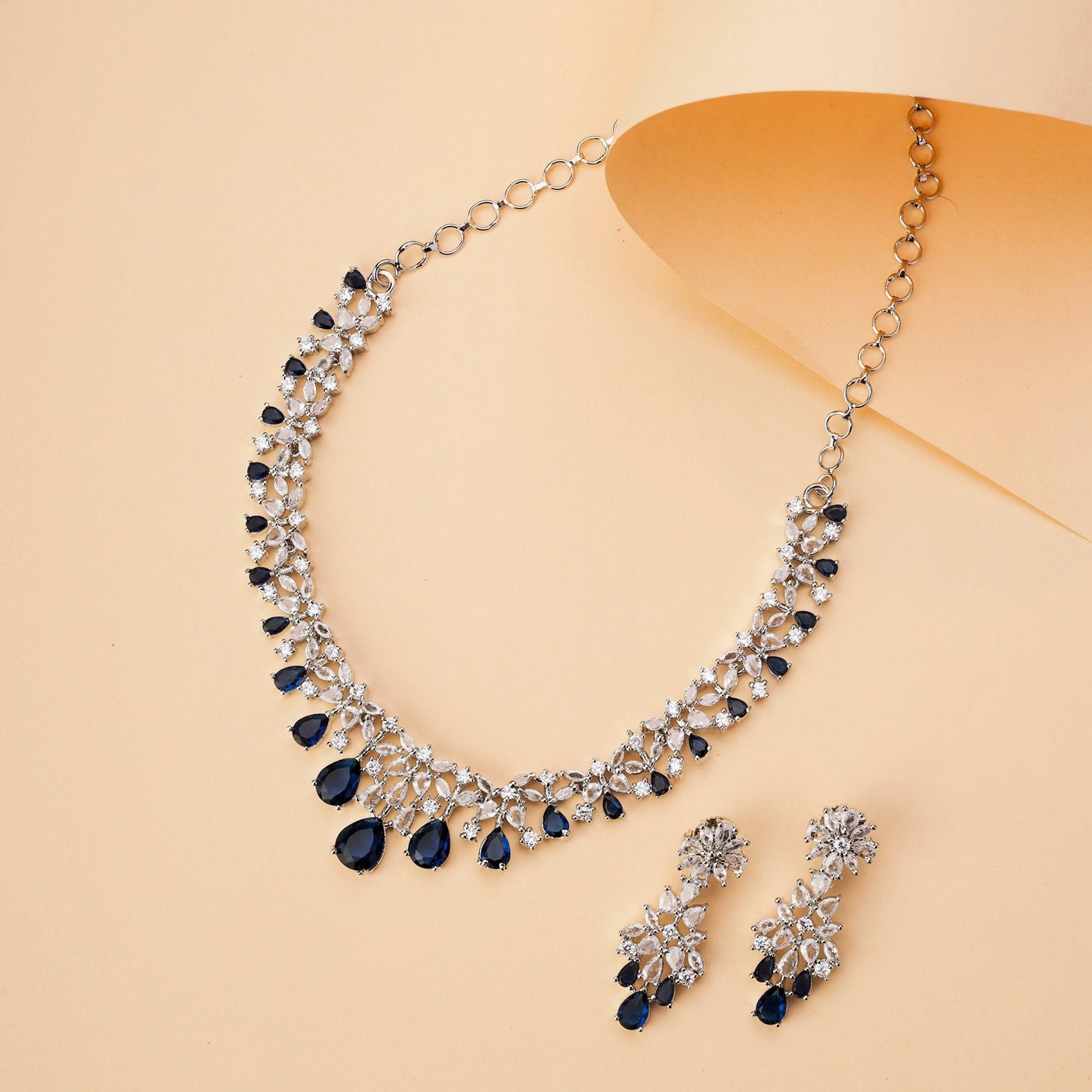 Necklace - Cz Elegance Rhodium Necklace - Opal Touch