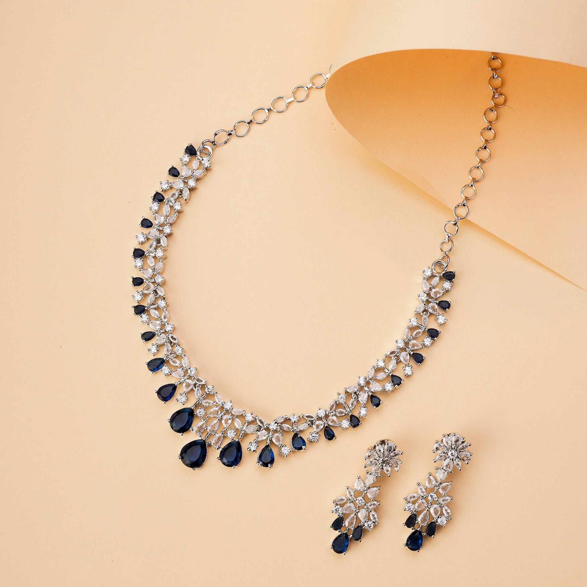 Necklace - Cz Elegance Rhodium Necklace - Opal Touch