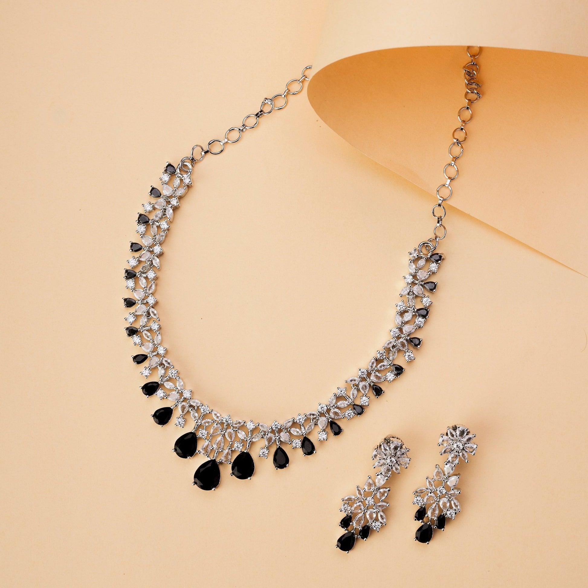 Necklace - Cz Elegance Rhodium Necklace - Opal Touch