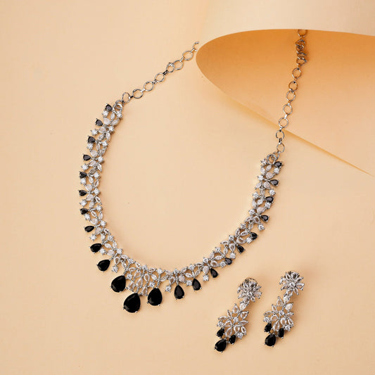 Necklace - Cz Elegance Rhodium Necklace - Opal Touch