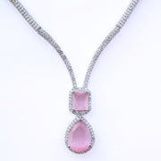 Necklace - CZ Glorious Rhodium Necklace - Opal Touch