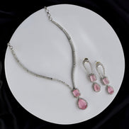 Necklace - CZ Glorious Rhodium Necklace - Opal Touch