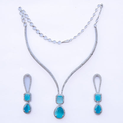 Necklace - CZ Glorious Rhodium Necklace - Opal Touch
