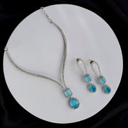 Necklace - CZ Glorious Rhodium Necklace - Opal Touch