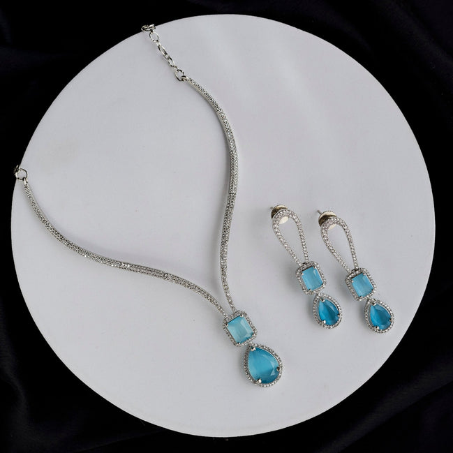 Necklace - CZ Glorious Rhodium Necklace - Opal Touch
