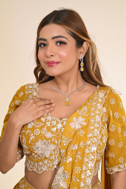 Necklace - CZ Glorious Rhodium Necklace - Opal Touch