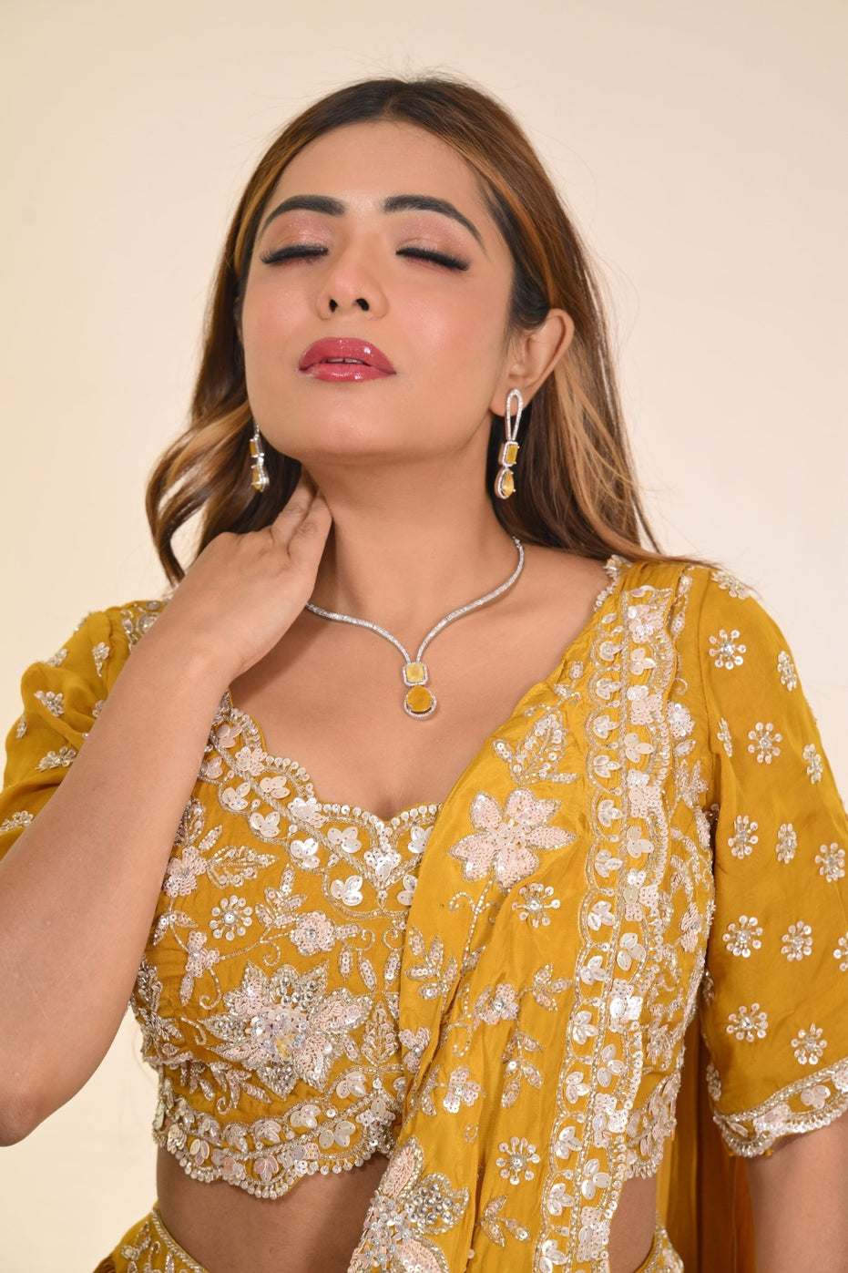 Necklace - CZ Glorious Rhodium Necklace - Opal Touch