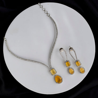 Necklace - CZ Glorious Rhodium Necklace - Opal Touch