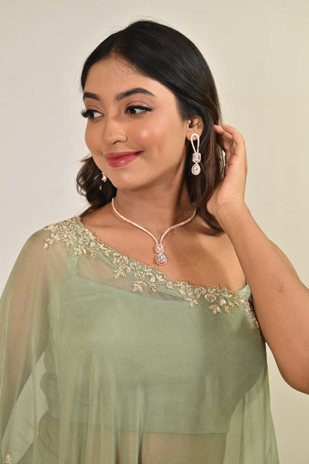Necklace - CZ Glorious Rose Gold Necklace - Opal Touch