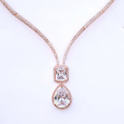 Necklace - CZ Glorious Rose Gold Necklace - Opal Touch