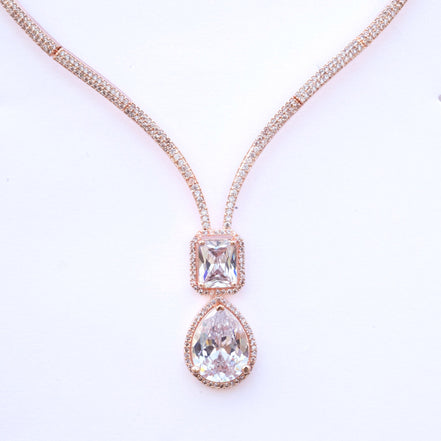 Necklace - CZ Glorious Rose Gold Necklace - Opal Touch