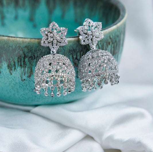 Jhumka - CZ Star Rhodium Jhumka - Opal Touch