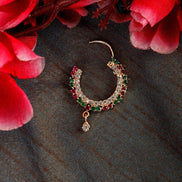 Opal Touch - CZ Studded Leaf Nose Pin - Nose pin