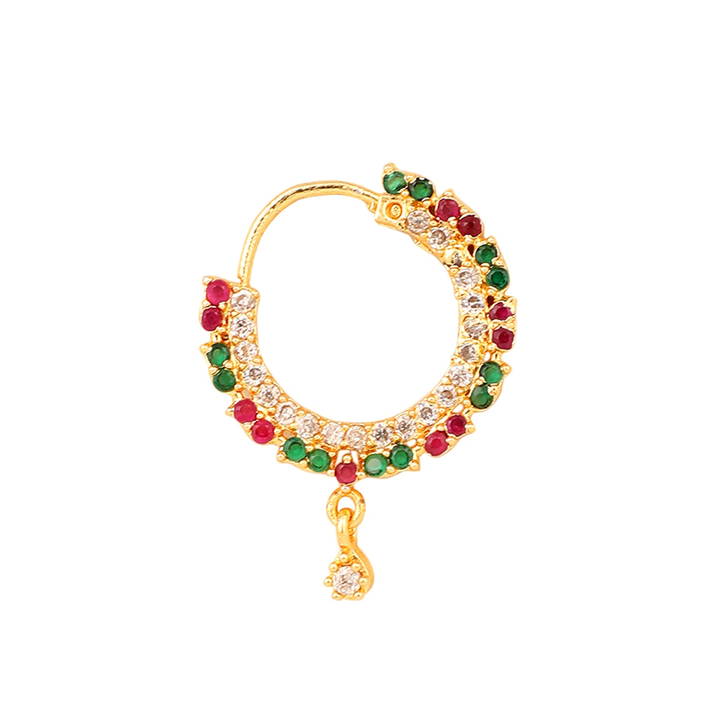 Opal Touch - CZ Studded Leaf Nose Pin - Nose pin