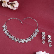 Dainty AD Stone Necklace and Earrings Set - Opal Touch