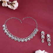 Dainty AD Stone Necklace and Earrings Set - Opal Touch