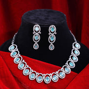 Dainty AD Stone Necklace and Earrings Set - Opal Touch
