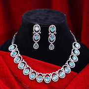 Dainty AD Stone Necklace and Earrings Set - Opal Touch