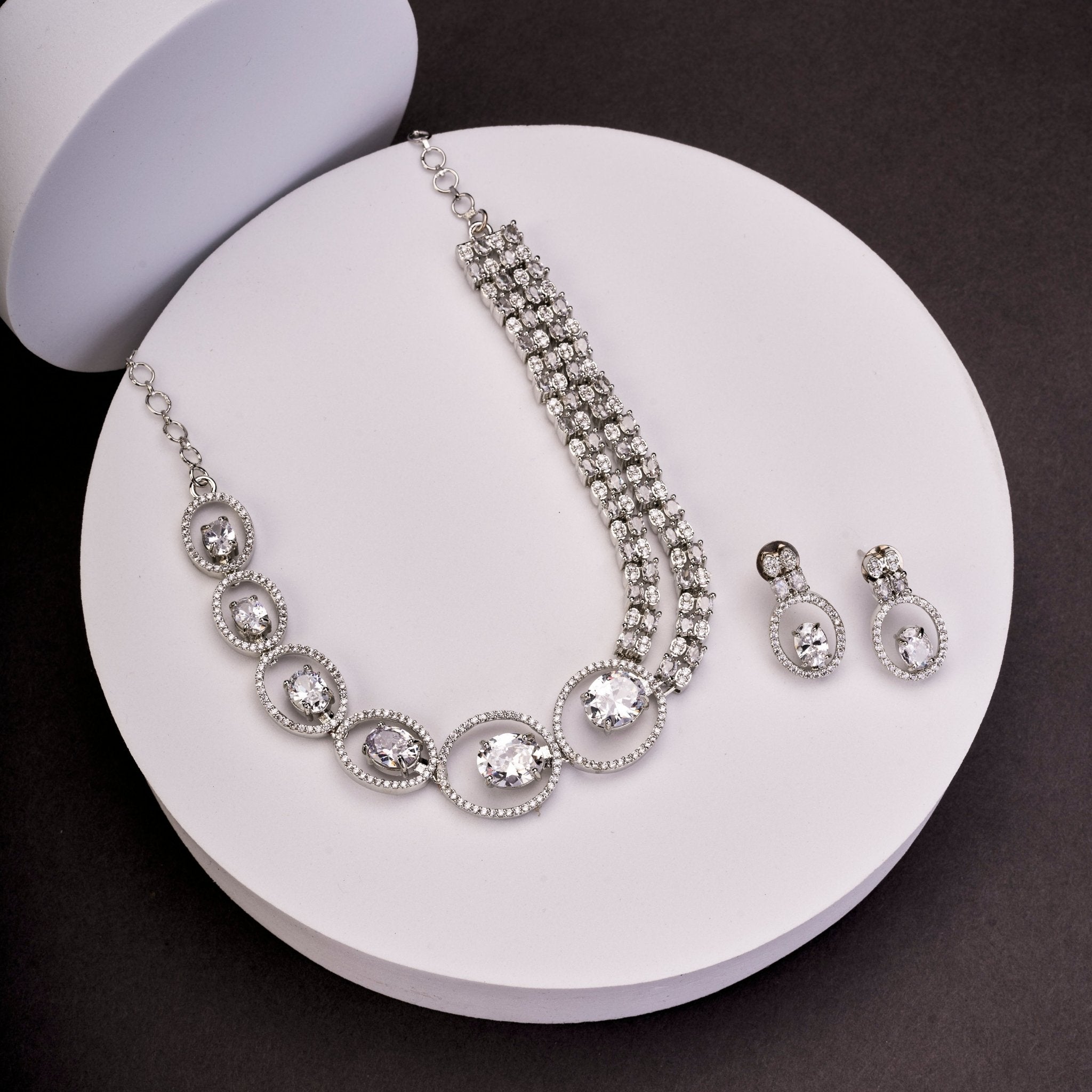 Necklace - Daisy Royale Rhodium Necklace - Opal Touch