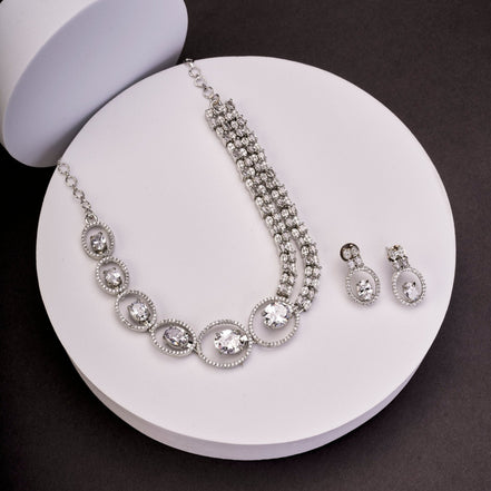 Necklace - Daisy Royale Rhodium Necklace - Opal Touch