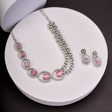 Necklace - Daisy Royale Rhodium Necklace - Opal Touch