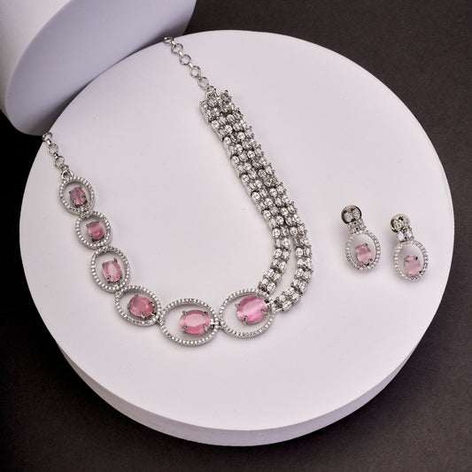 Necklace - Daisy Royale Rhodium Necklace - Opal Touch