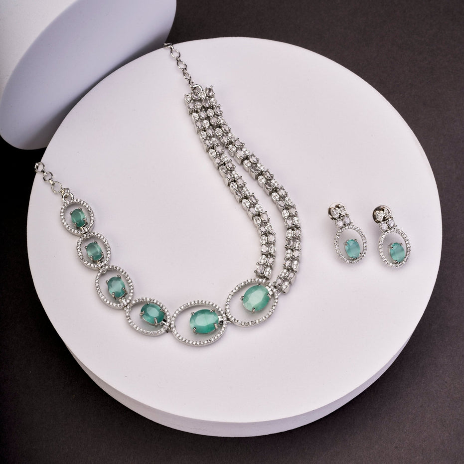 Necklace - Daisy Royale Rhodium Necklace - Opal Touch