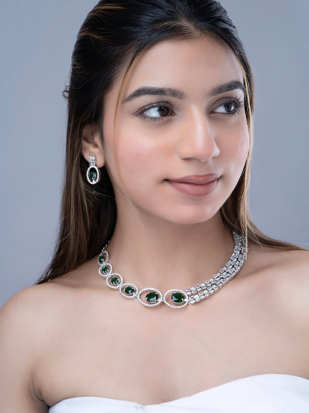 Necklace - Daisy Royale Rhodium Necklace - Opal Touch