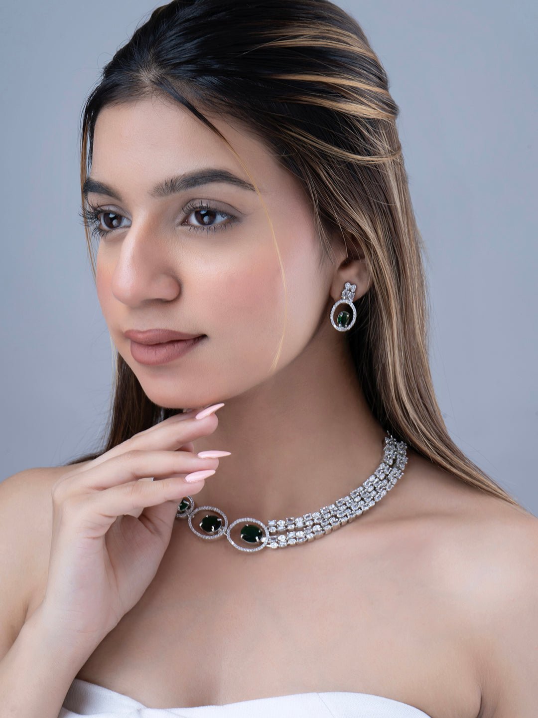 Necklace - Daisy Royale Rhodium Necklace - Opal Touch