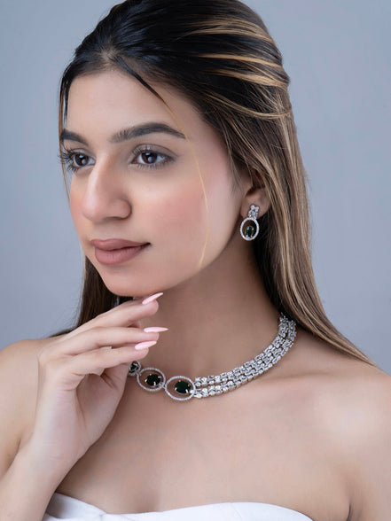 Necklace - Daisy Royale Rhodium Necklace - Opal Touch