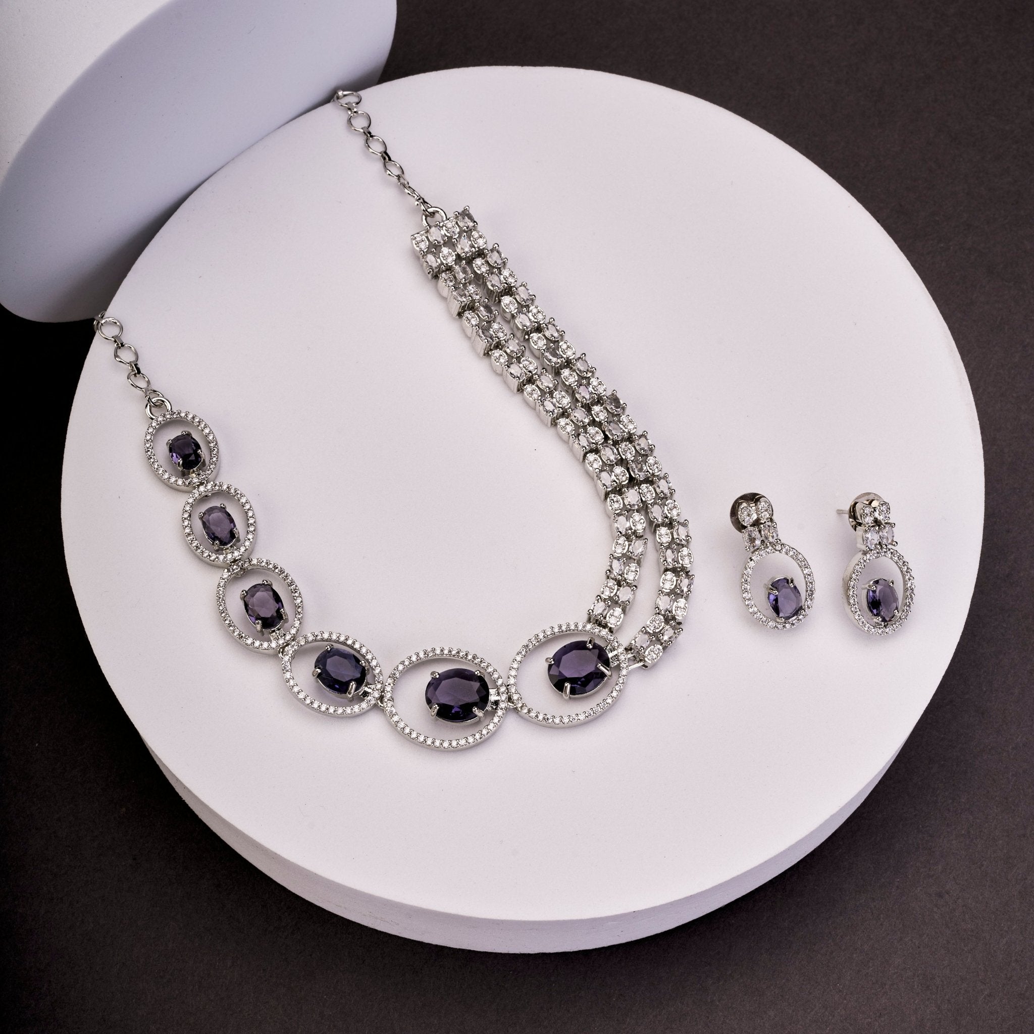 Necklace - Daisy Royale Rhodium Necklace - Opal Touch