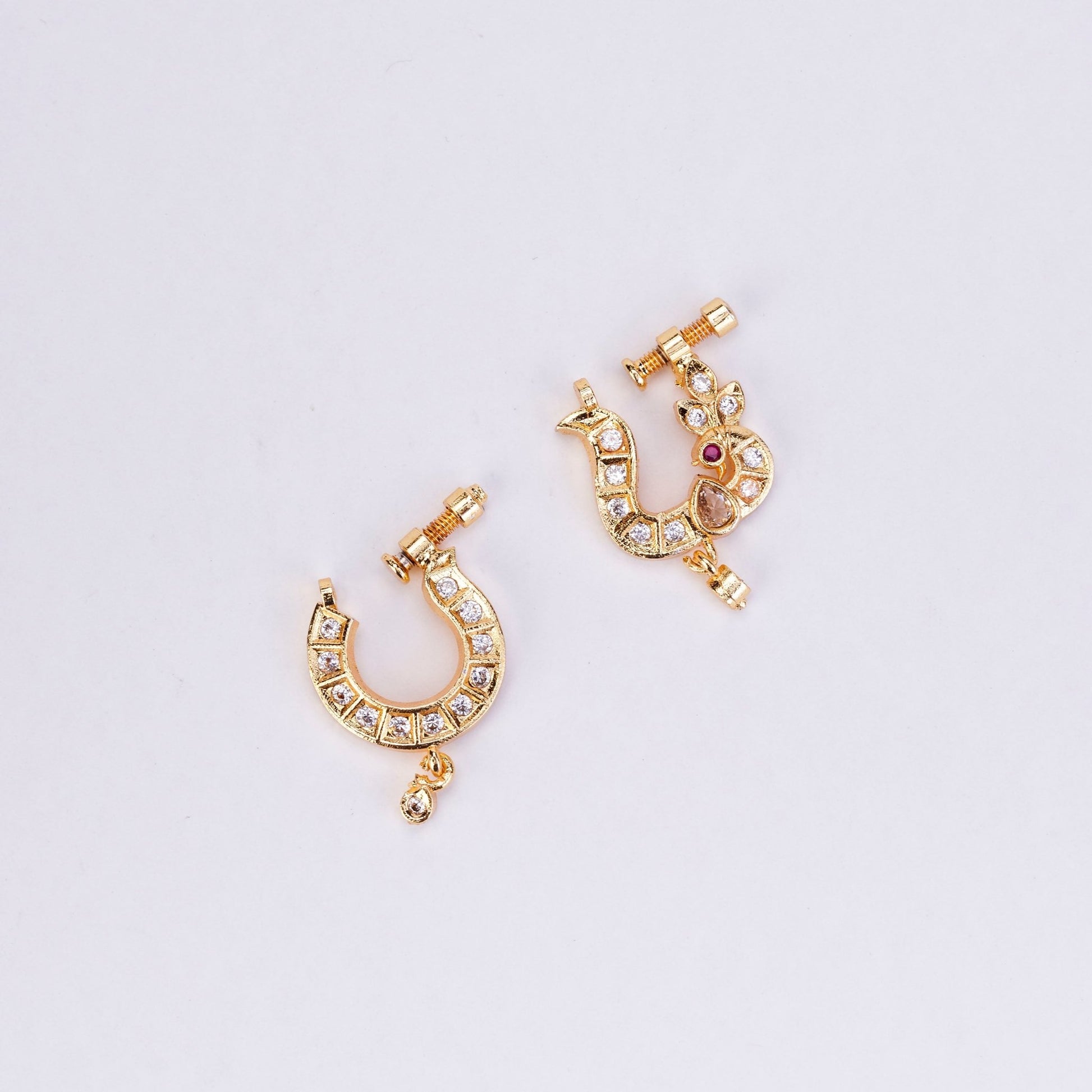 Nose Pin - Dazzling Bird - Shaped Gold Plated Combo Nose Pin - Opal Touch