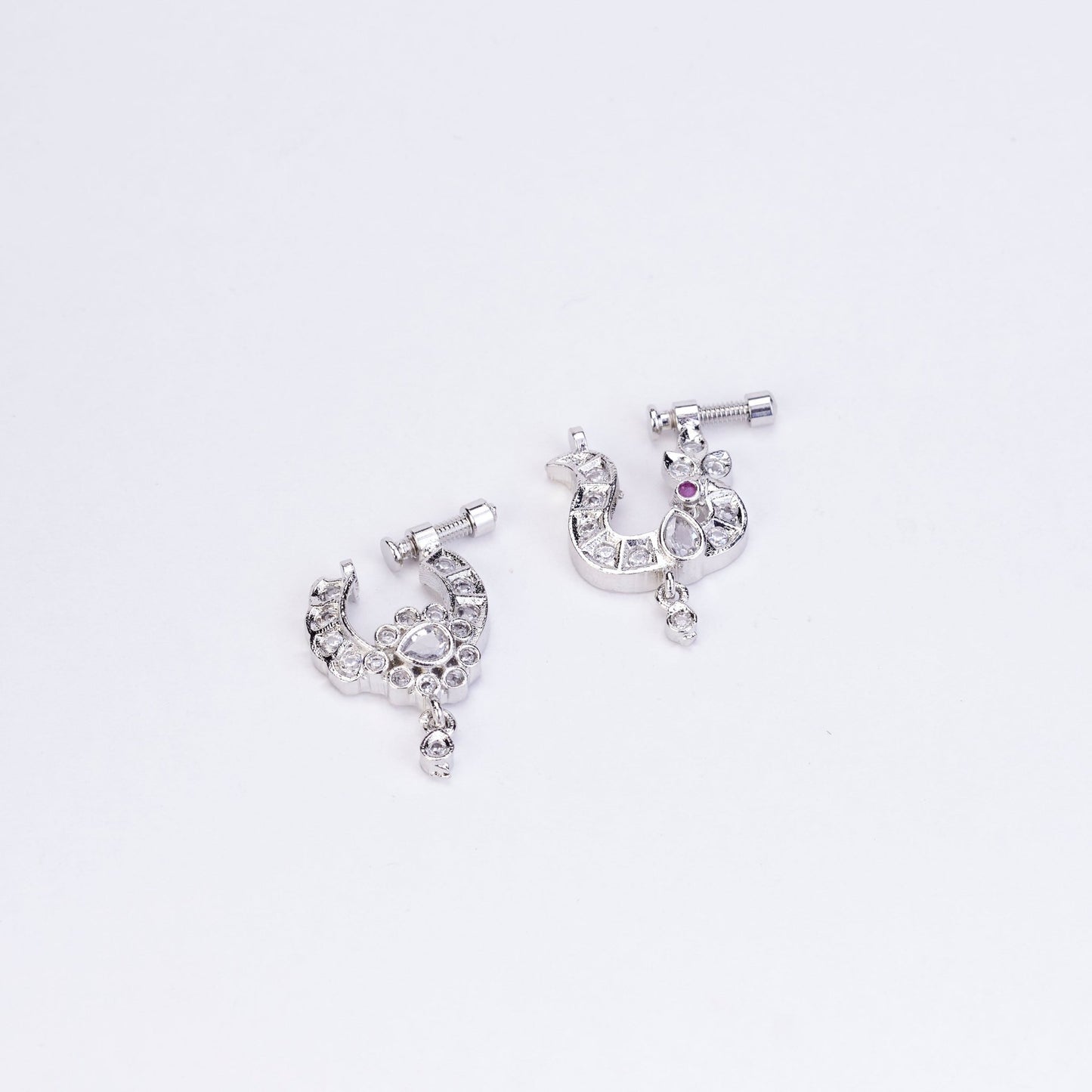 Nose Pin - Dazzling Bird - Shaped Rhodium Plated Combo Nose Pin - Opal Touch
