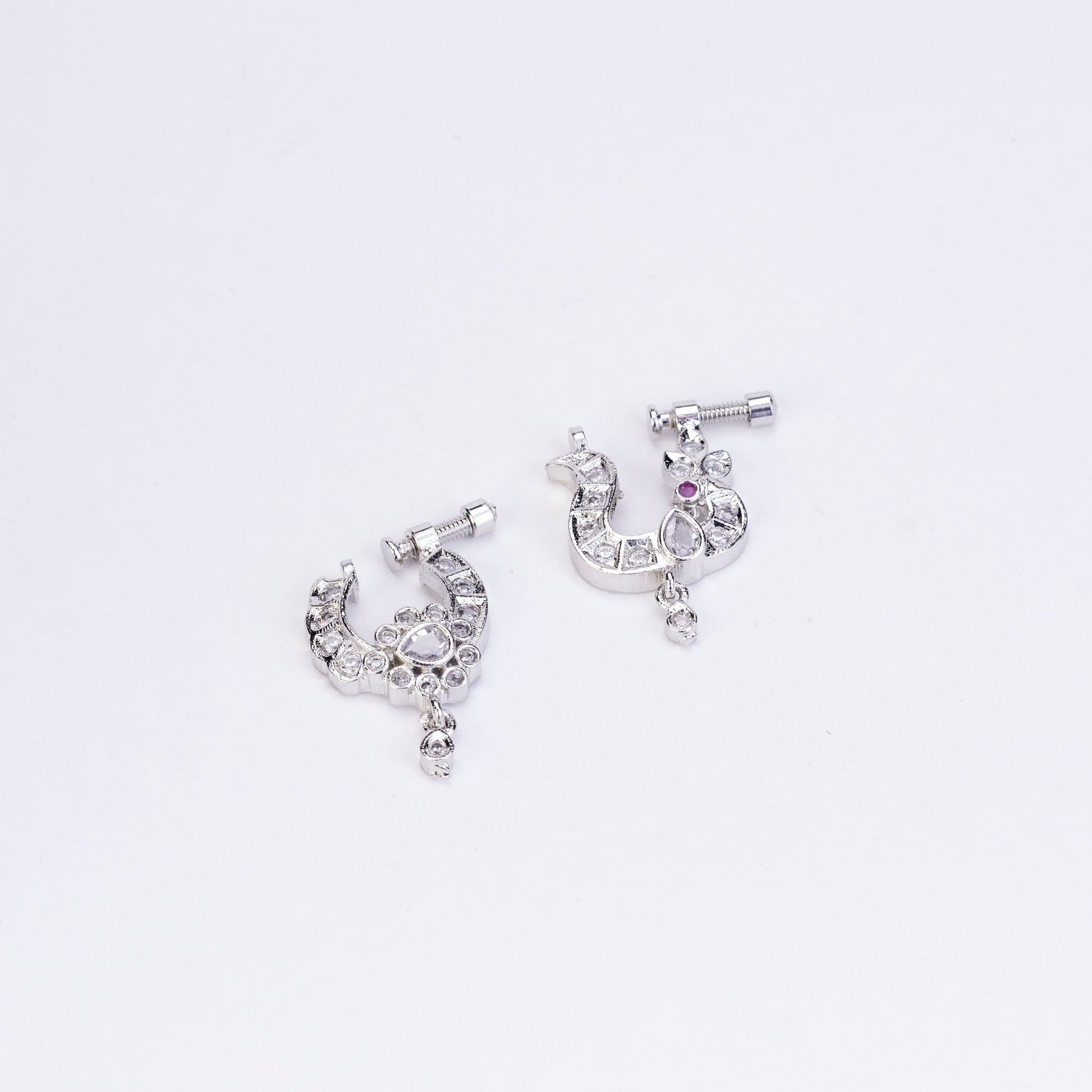 Nose Pin - Dazzling Bird - Shaped Rhodium Plated Combo Nose Pin - Opal Touch