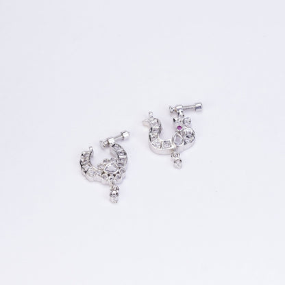 Nose Pin - Dazzling Bird - Shaped Rhodium Plated Combo Nose Pin - Opal Touch