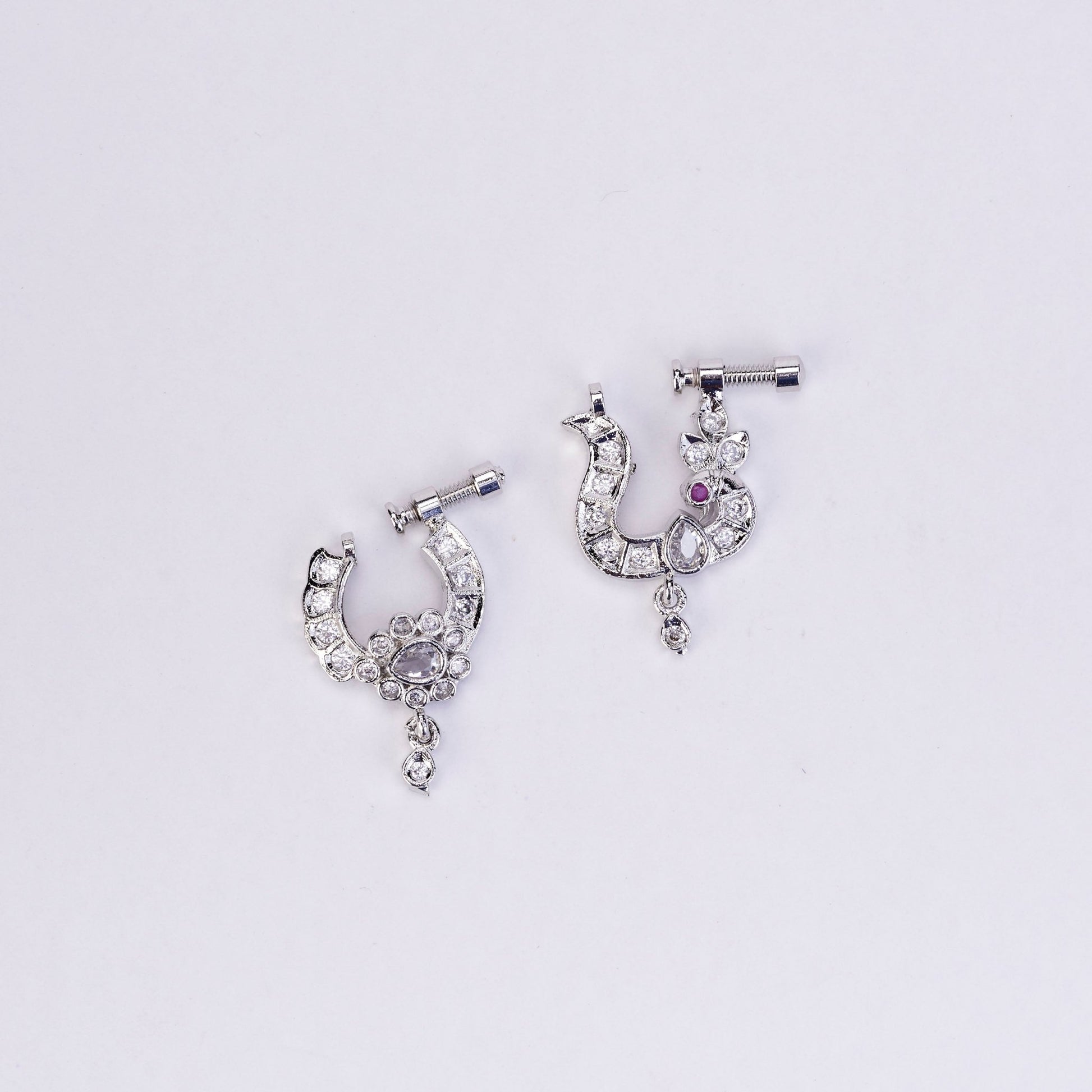 Nose Pin - Dazzling Bird - Shaped Rhodium Plated Combo Nose Pin - Opal Touch
