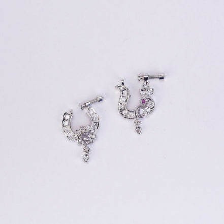 Nose Pin - Dazzling Bird - Shaped Rhodium Plated Combo Nose Pin - Opal Touch