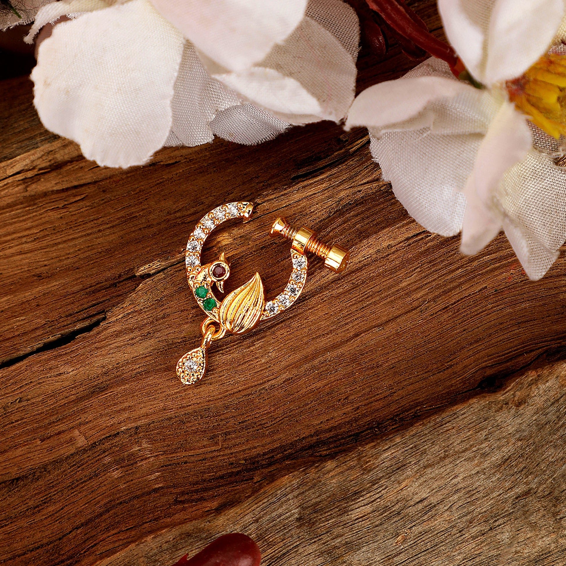 Opal Touch - Dazzling Peacock CZ Nose Pin - Nose pin