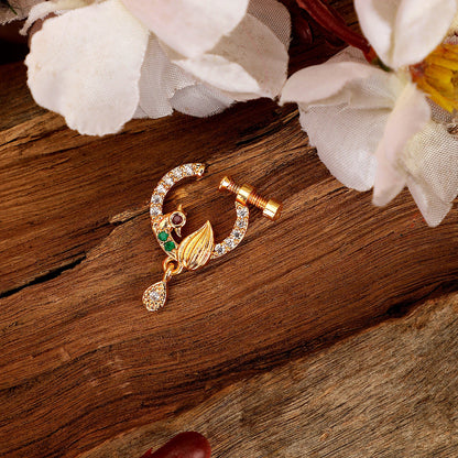 Opal Touch - Dazzling Peacock CZ Nose Pin - Nose pin