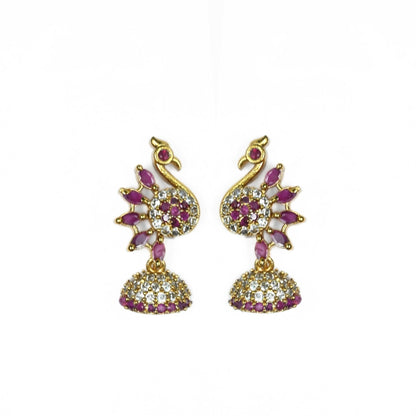 Necklace - Dazzling Peacock Gold Plated Necklace Set - Opal Touch