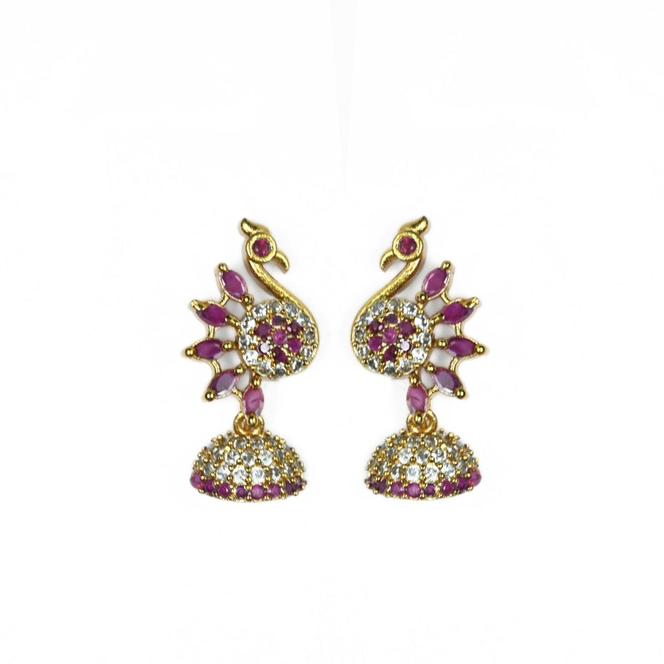 Necklace - Dazzling Peacock Gold Plated Necklace Set - Opal Touch