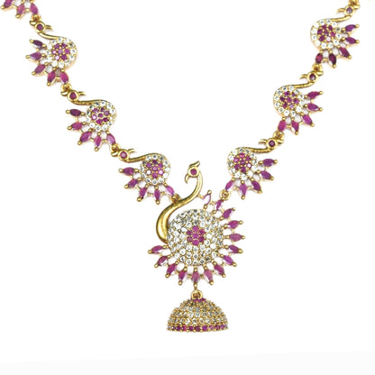 Necklace - Dazzling Peacock Gold Plated Necklace Set - Opal Touch