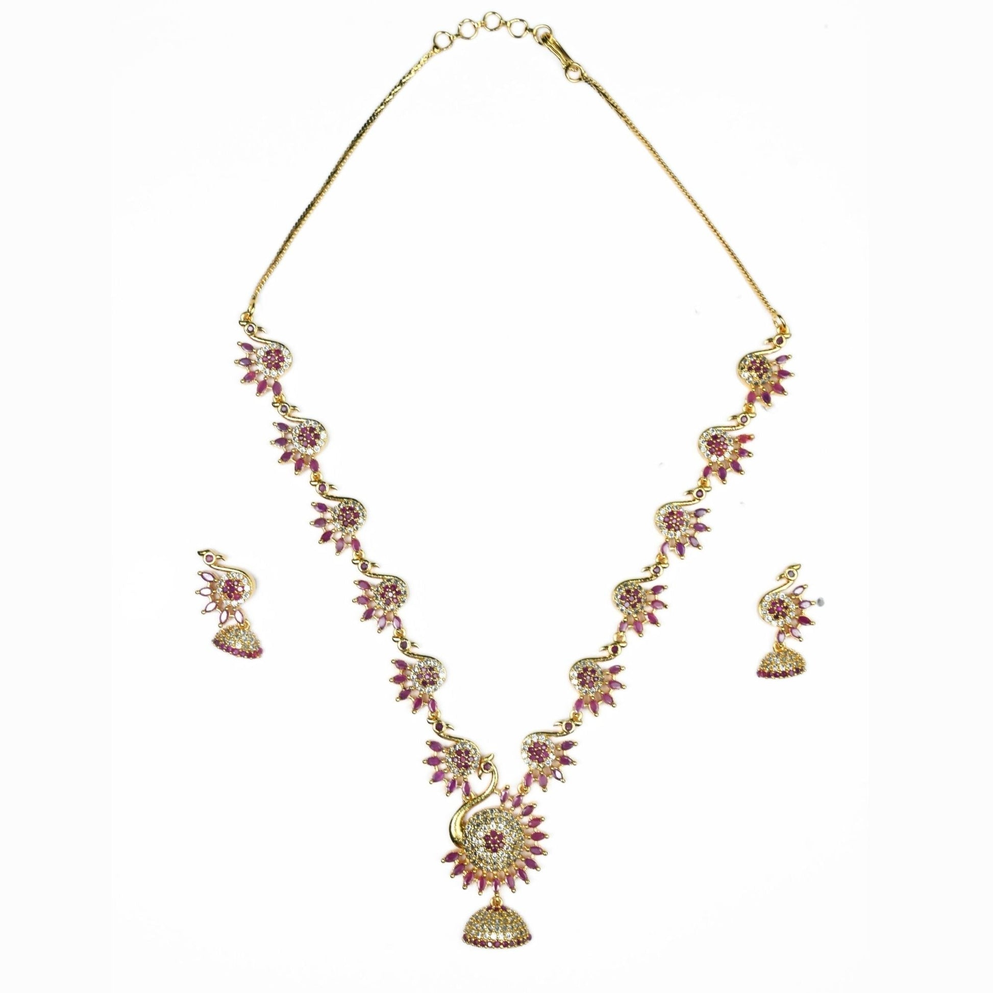 Necklace - Dazzling Peacock Matte Black Plated Necklace Set - Opal Touch